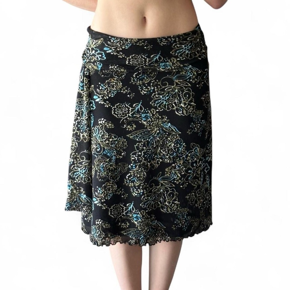 Black Floral midi skirt